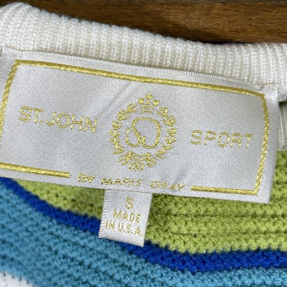 St John‎ Sports Knits Womens Tank Top/Cardigan Set Size S/M Striped Button Up - Picture 7 of 16